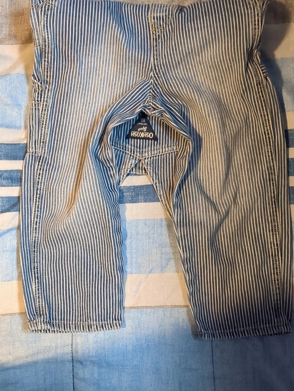 OshKosh B'gosh Toddler Blue and White Striped Relaxed Overalls